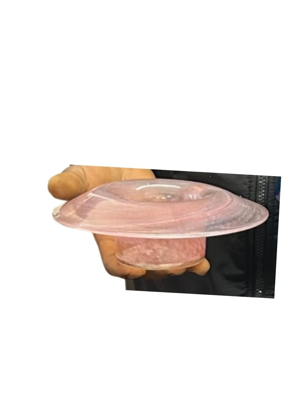 Pink Hand Blown Art Glass Footed Bowl Pedestal Compote Centerpiece